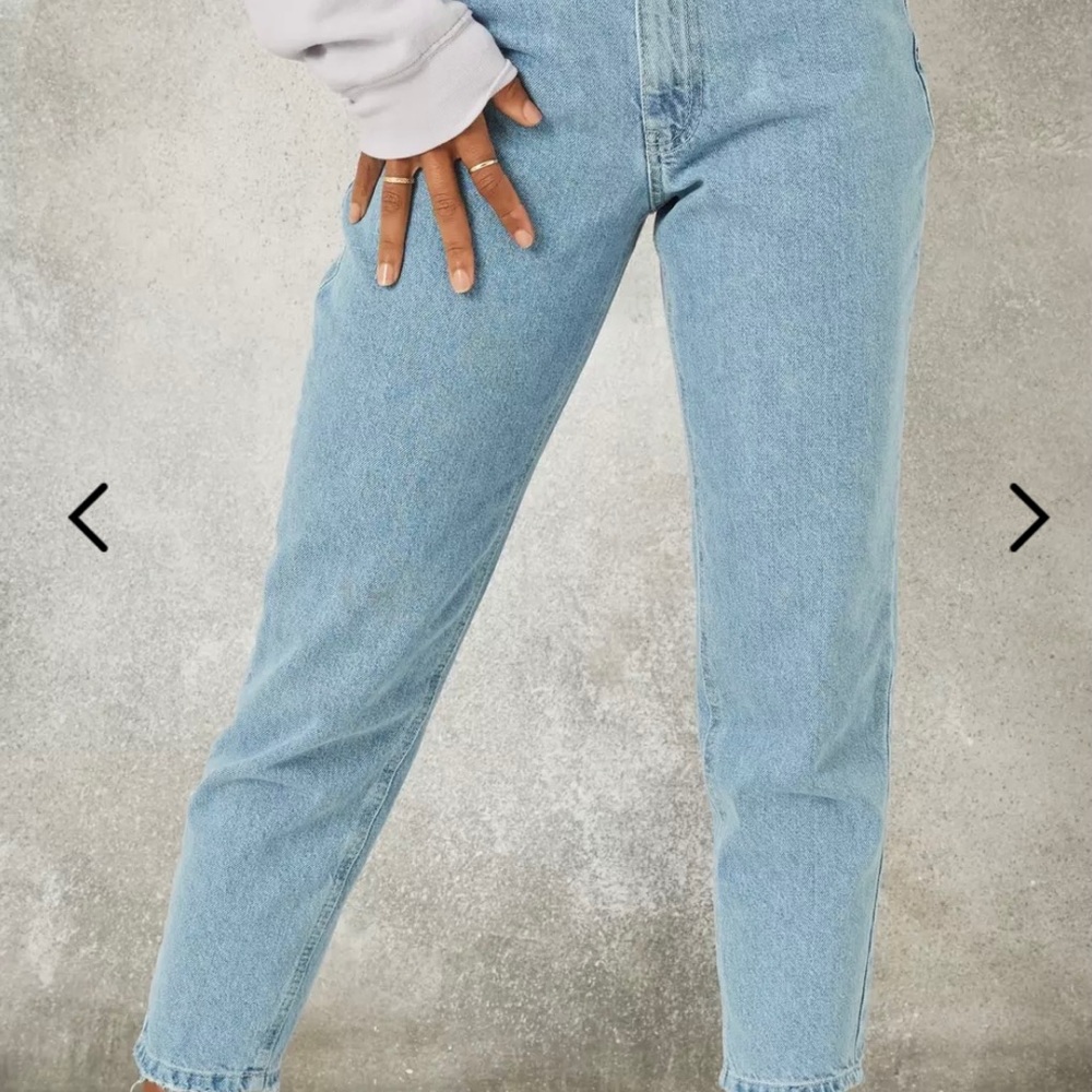 Petite Blue Riot High Waisted Rigid Mom Jeans